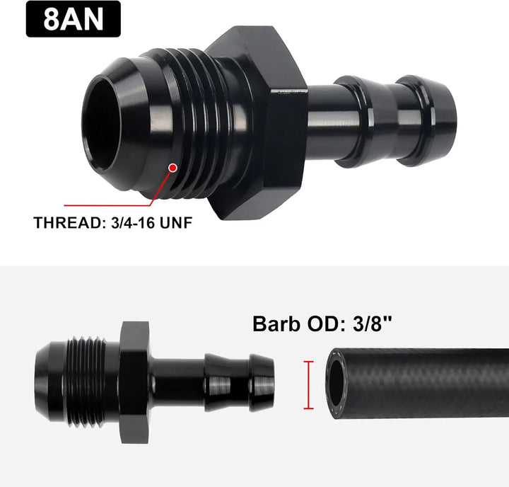 EVILENERGY EVIL ENERGY 4AN Male to 1/4" Barb Push on Fitting Adapter Aluminum[8AN Male to 3/8" Barb]