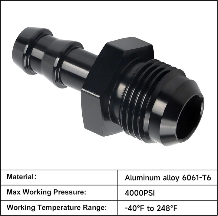 EVILENERGY EVIL ENERGY 4AN Male to 1/4" Barb Push on Fitting Adapter Aluminum[8AN Male to 3/8" Barb]