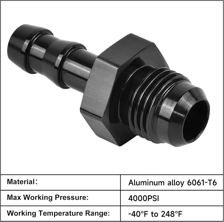 EVILENERGY EVIL ENERGY 4AN Male to 1/4" Barb Push on Fitting Adapter Aluminum[6AN Male to 5/16" Barb]
