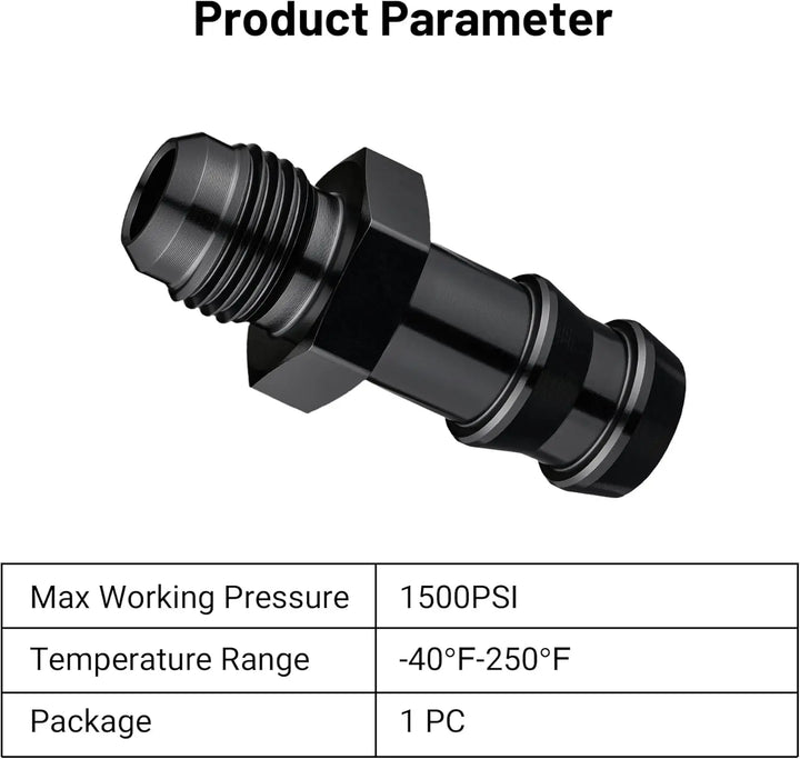 EVILENERGY EVIL ENERGY 4AN Male to 1/4" Barb Push on Fitting Adapter Aluminum[6AN Male to 1/2" Barb]