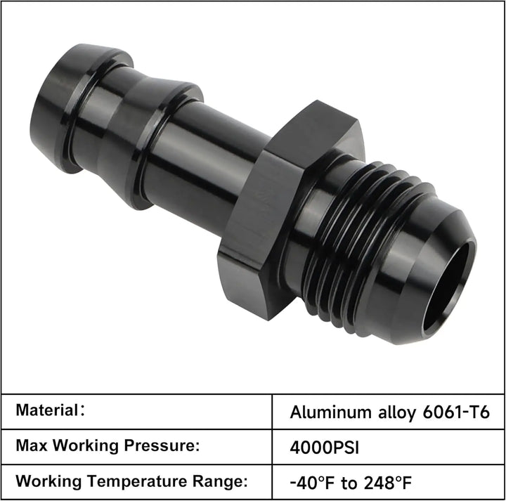 EVILENERGY EVIL ENERGY 4AN Male to 1/4" Barb Push on Fitting Adapter Aluminum[8AN Male to 1/2" Barb]