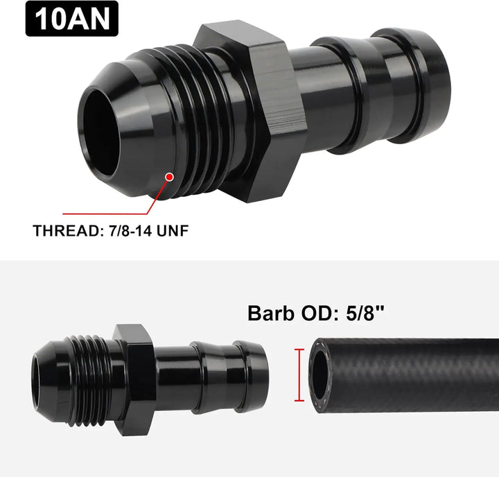 EVILENERGY EVIL ENERGY 4AN Male to 1/4" Barb Push on Fitting Adapter Aluminum[10AN Male to 5/8" Barb]