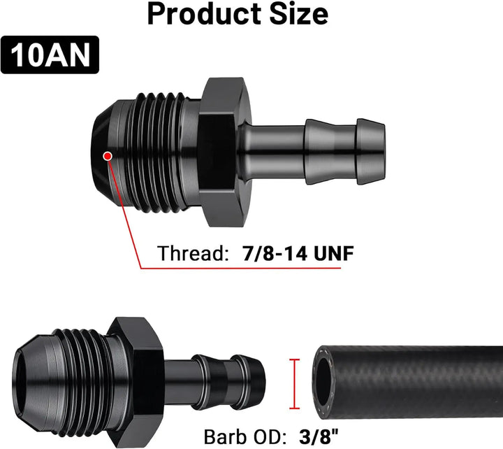 EVILENERGY EVIL ENERGY 4AN Male to 1/4" Barb Push on Fitting Adapter Aluminum[10AN Male to 3/8" Barb]