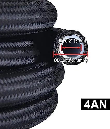 Piodelo Tubo del carburante in PTFE da 6 AN, 6 m, in acciaio inox intrecciato in nylon E85, compatibile con tutti i carburanti, lubrificanti e refrigeranti per autoveicoli, nero Piodelo Tubo del carburante in PTFE da 6 AN, 6 m, in acciaio inox intrecciato in nylon E85, compatibile con tutti i carburanti, lubrificanti e refrigeranti per autoveicoli, nero
