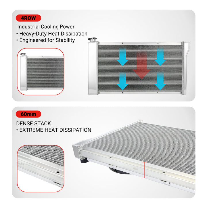 EVIL ENERGY 4Row-60mm Performance Aluminum Radiator Fit for Chevrolet Blazer, GMC Jimmy 1968 - 1972 - EVILENERGY