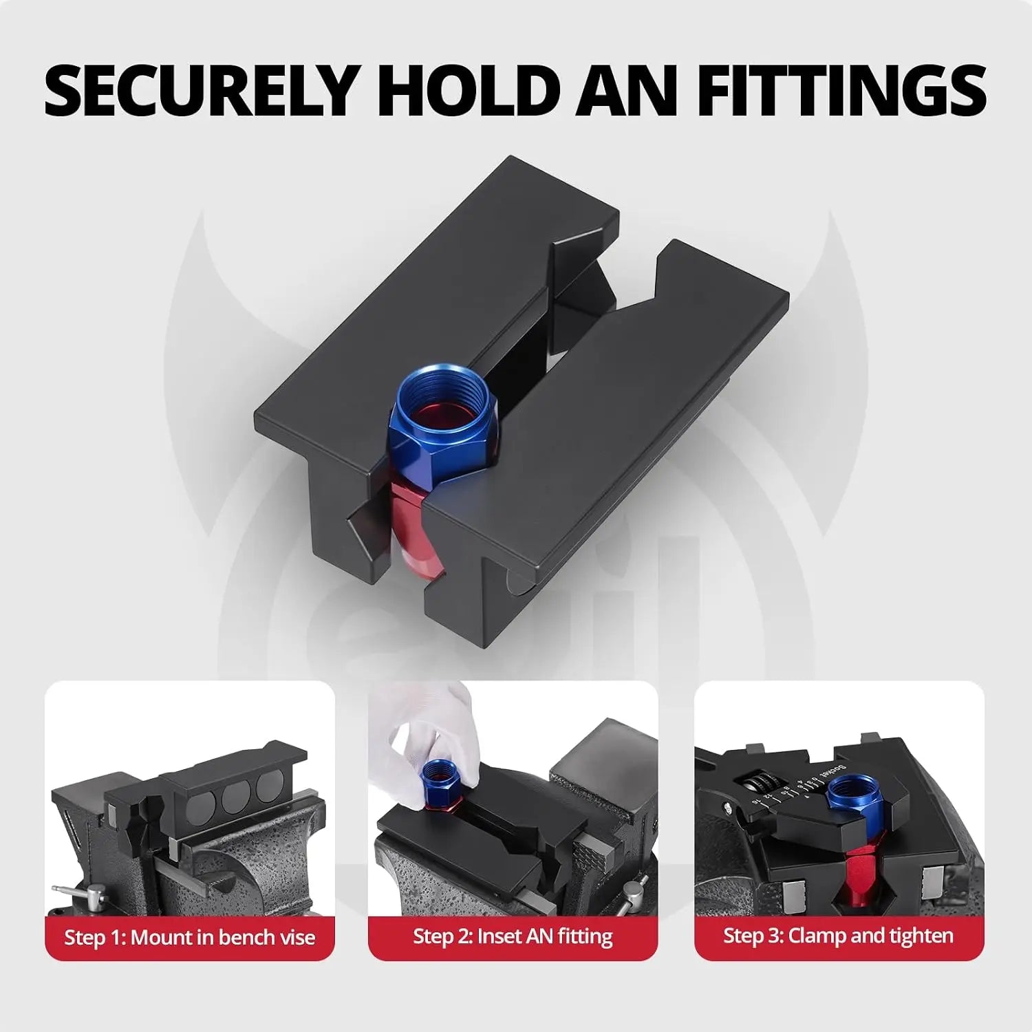 EVILENERGY EVIL ENERGY 4" Magnetic Vise Jaw Pads, AN Fittings Vise Jaw Protector | Aluminum Multi-Groove Bench Vise Inserts for 3AN-32AN Hose Fittings, Non-Scratch Covers for Workshop, Automotive, Plumbing