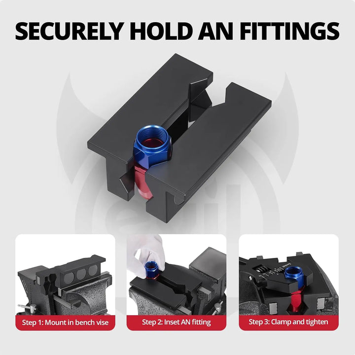 EVILENERGY EVIL ENERGY 4" Magnetic Vise Jaw Pads, AN Fittings Vise Jaw Protector | Aluminum Multi-Groove Bench Vise Inserts for 3AN-32AN Hose Fittings, Non-Scratch Covers for Workshop, Automotive, Plumbing
