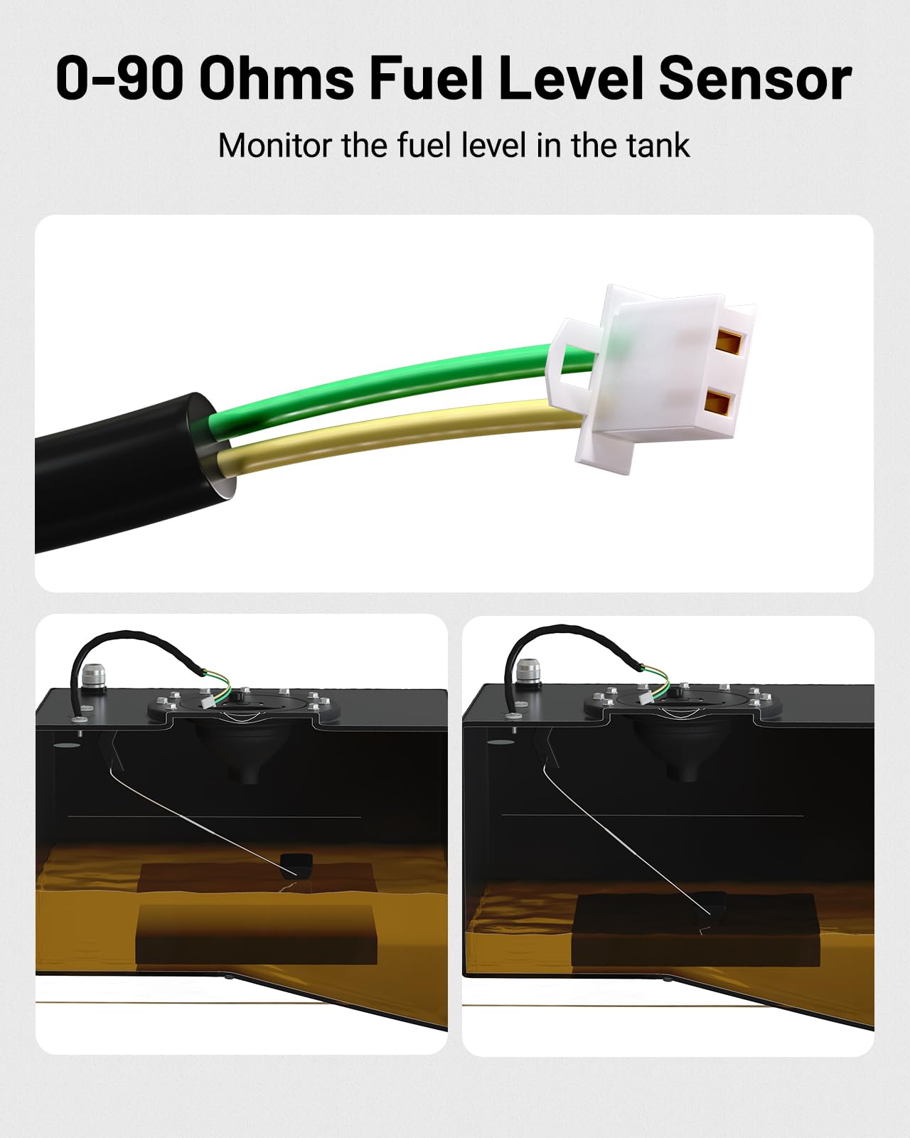[Black] EVIL ENERGY fuel cell 0-90 Ohm fuel level sensor with wiring and tank float indicator for monitoring fuel volume.