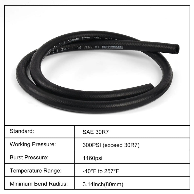 Evilenergy EVIL ENERGY 5/16 Fuel Hose Line Push Lock NBR Rubber SAE 30R7 5/10/25FT 300PSI