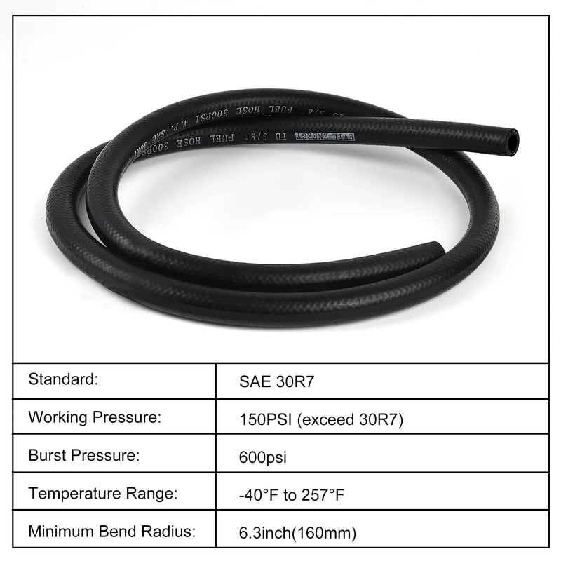 Evilenergy EVIL ENERGY 5/8 Fuel Hose Line Push Lock NBR Rubber SAE 30R7 5/10/25FT 150PSI