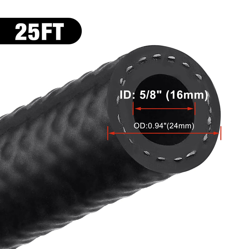 Evilenergy EVIL ENERGY 5/8 Fuel Hose Line Push Lock NBR Rubber SAE 30R7 5/10/25FT 150PSI