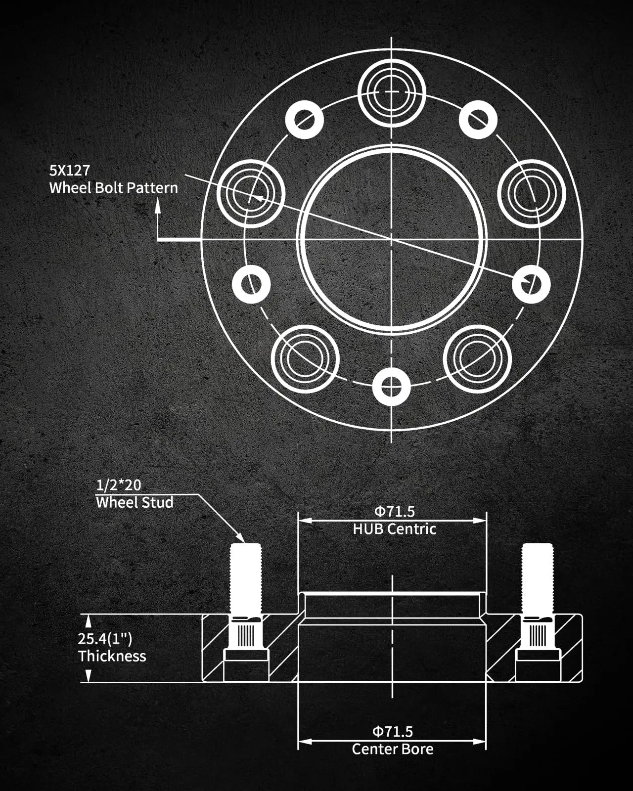 EVILENERGY EVIL ENERGY 5x5 Wheel Spacers 1/1.25/1.5/2 inch Compatible for JEEP 1999-2010,5x127 mm Hubcentric with Lip 5 lugs 71.5mm Hub Bore 1/2x20 Studs