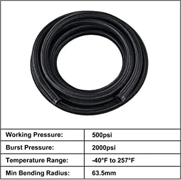 Evilenergy EVIL ENERGY 6/10AN Fuel Line Kit Braided Nylon Fuel Hose CPE 10FT Black&Red