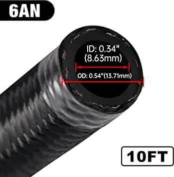 evilenergy EVIL ENERGY 6/8/10/12AN Fuel Line Kit Braided Nylon Fuel Hose CPE 10FT Black