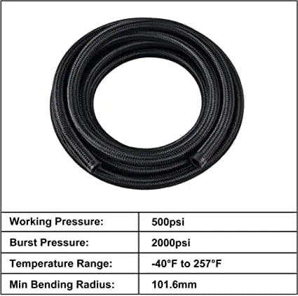 Evilenergy EVIL ENERGY 6/8/10AN CPE Fuel Line Kit Black Nylon Braided Fuel Hose Fitting Kit 20FT