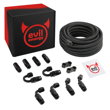 Evilenergy EVIL ENERGY 6/8/10AN CPE Fuel Line Kit Black Nylon Braided Fuel Hose Fitting Kit 20FT