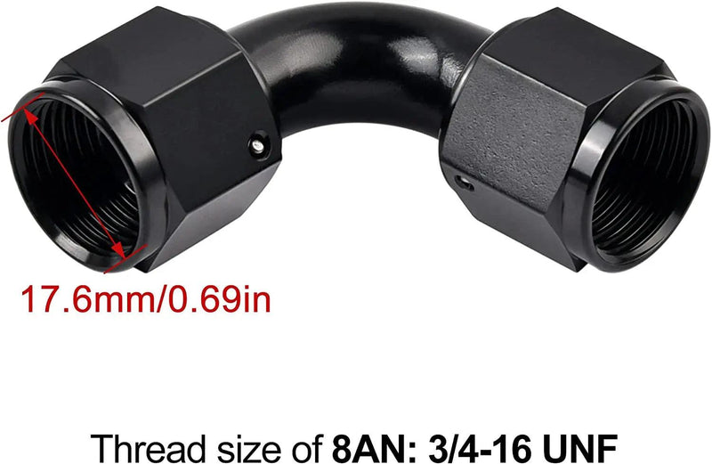 Evilenergy EVIL ENERGY 6/8/10AN Female to Female 90 Degree Swivel Coupler Union Fitting Adapter Aluminum 2PCS