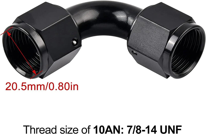 Evilenergy EVIL ENERGY 6/8/10AN Female to Female 90 Degree Swivel Coupler Union Fitting Adapter Aluminum 2PCS