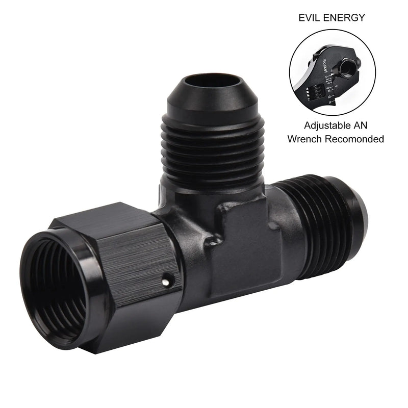 Evilenergy EVIL ENERGY 6/8/10AN Flare Male Tee Fitting Adapter with Female Swivel on Run