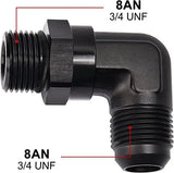 Evilenergy EVIL ENERGY 6/8/10AN Flare to 6/8/10AN ORB Male Swivel Adapter Fitting 90 Degree Black