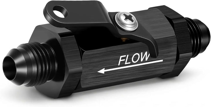 EVILENERGY EVIL ENERGY 6/8/10AN Fuel Shut Off Valve, Male to Male Inline Fuel Cut Off Valve with Cable Lever, Aluminum Black