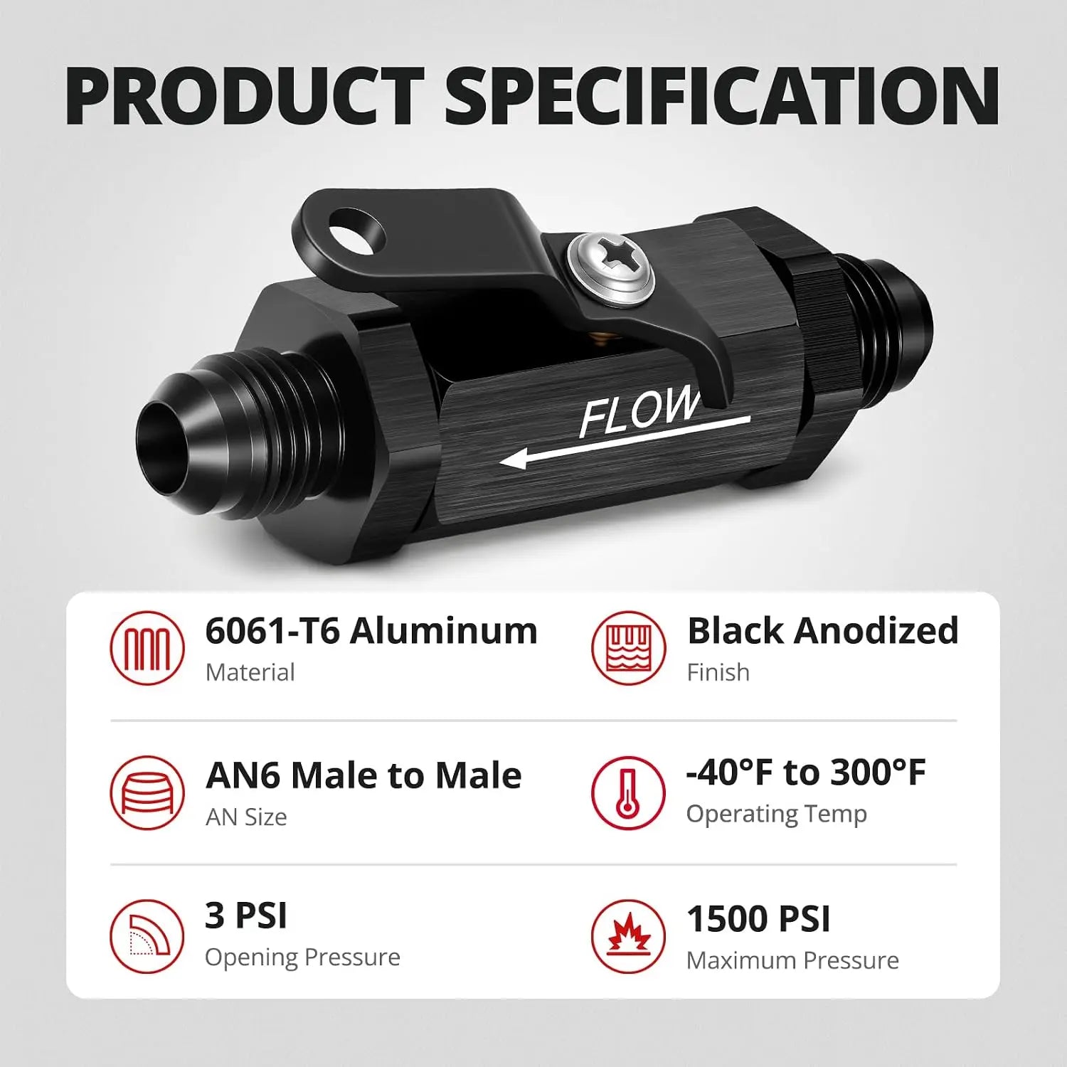 [6AN]EVILENERGY EVIL ENERGY 6/8/10AN Fuel Shut Off Valve, Male to Male Inline Fuel Cut Off Valve with Cable Lever, Aluminum Black