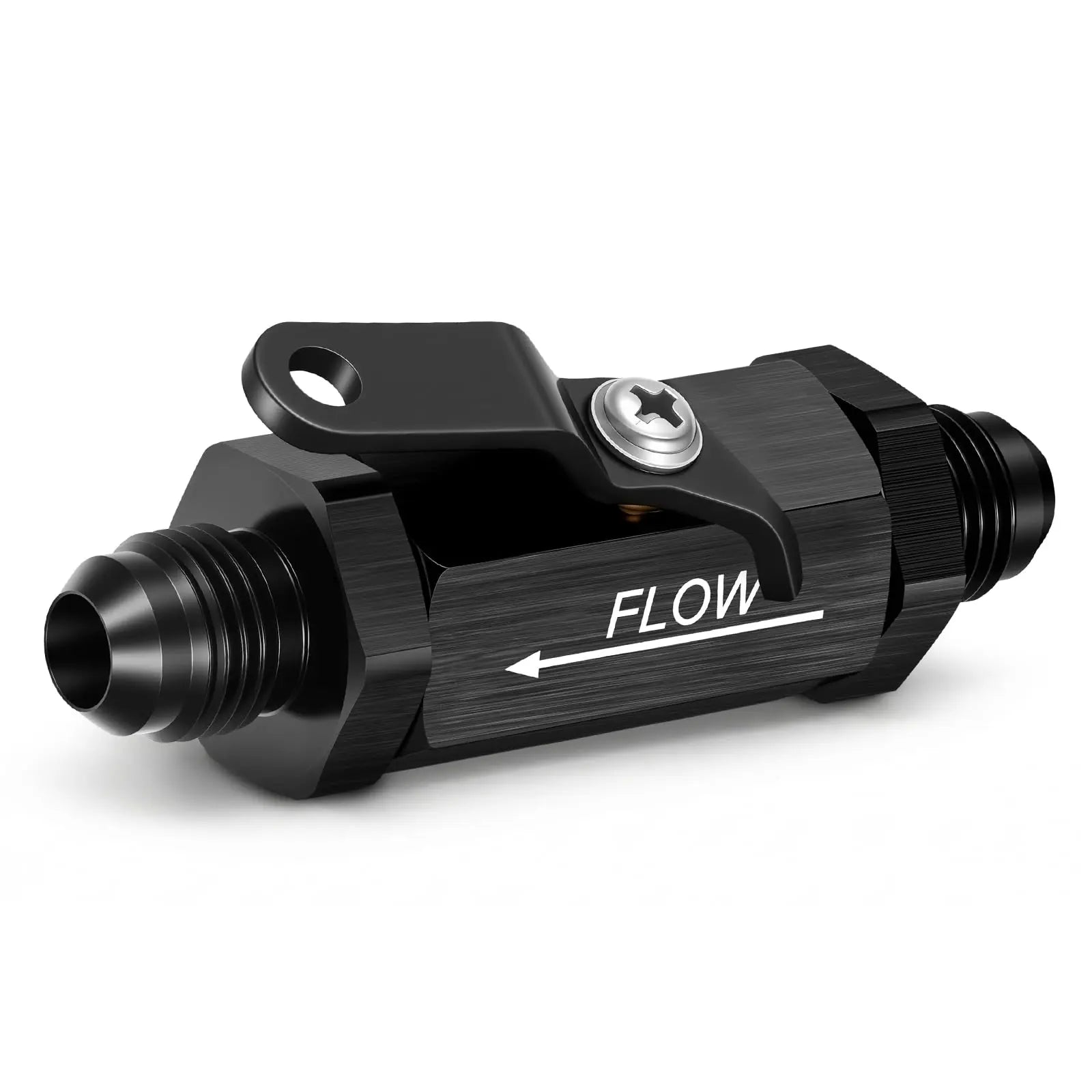 EVILENERGY EVIL ENERGY 6/8/10AN Fuel Shut Off Valve, Male to Male Inline Fuel Cut Off Valve with Cable Lever, Aluminum Black