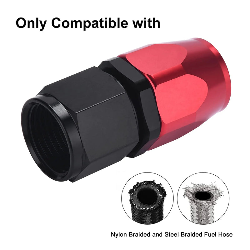 Evilenergy EVIL ENERGY 6/8/10AN Hose End Fitting Straight Swivel Aluminum Black&Red