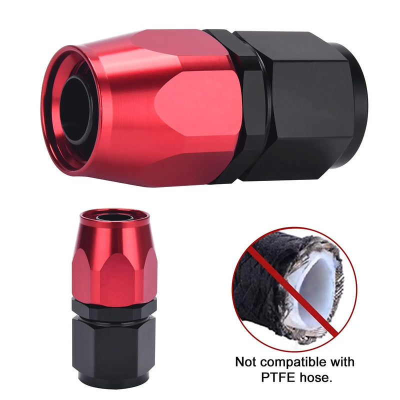 Evilenergy EVIL ENERGY 6/8/10AN Hose End Fitting Straight Swivel Aluminum Black&Red