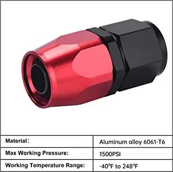 Evilenergy EVIL ENERGY 6/8/10AN Hose End Fitting Straight Swivel Aluminum Black&Red