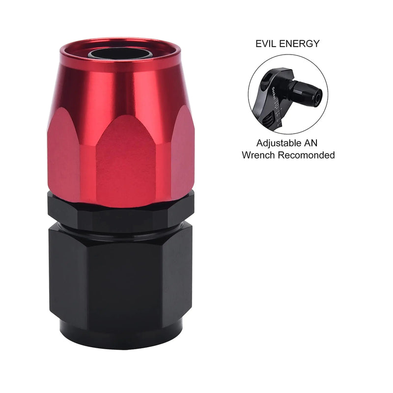 Evilenergy EVIL ENERGY 6/8/10AN Hose End Fitting Straight Swivel Aluminum Black&Red