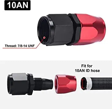 Evilenergy EVIL ENERGY 6/8/10AN Hose End Fitting Straight Swivel Aluminum Black&Red