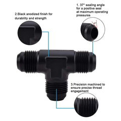 Black Aluminum -16AN Male Flare Coupling Union - Fuel Line Hose Fitting Adapter