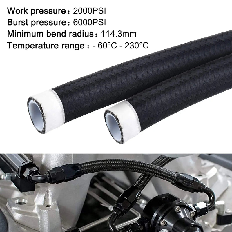 Evilenergy EVIL ENERGY 6/8/10AN PTFE Fuel Line Kit E85 Nylon Braided Fuel Hose 20FT Black