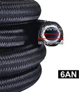 Universale 4/6/8/10AN Linea Carburante CPE Tubo Carburante 3/10/16/20FT Trasmissione Olio Refrigerante Linee Nylon In Acciaio Inox Intrecciato Tubo Linea Carburante (argento, AN10 16FT - 5