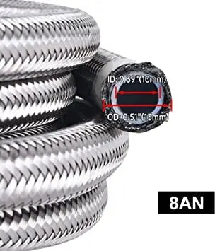 evilenergy EVIL ENERGY 6/8/10AN PTFE Fuel Line Kit E85 Stainless Steel Braided Fuel Hose