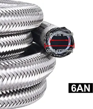 EVIL ENERGY 6AN 3/8 Fuel line Hose Fitting Kit Braided Stainless Steel Oil  Gas CPE 10FT Silver : : Automotive