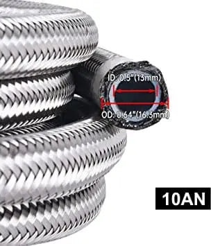 evilenergy EVIL ENERGY 6/8/10AN PTFE Fuel Line Kit E85 Stainless Steel Braided Fuel Hose 