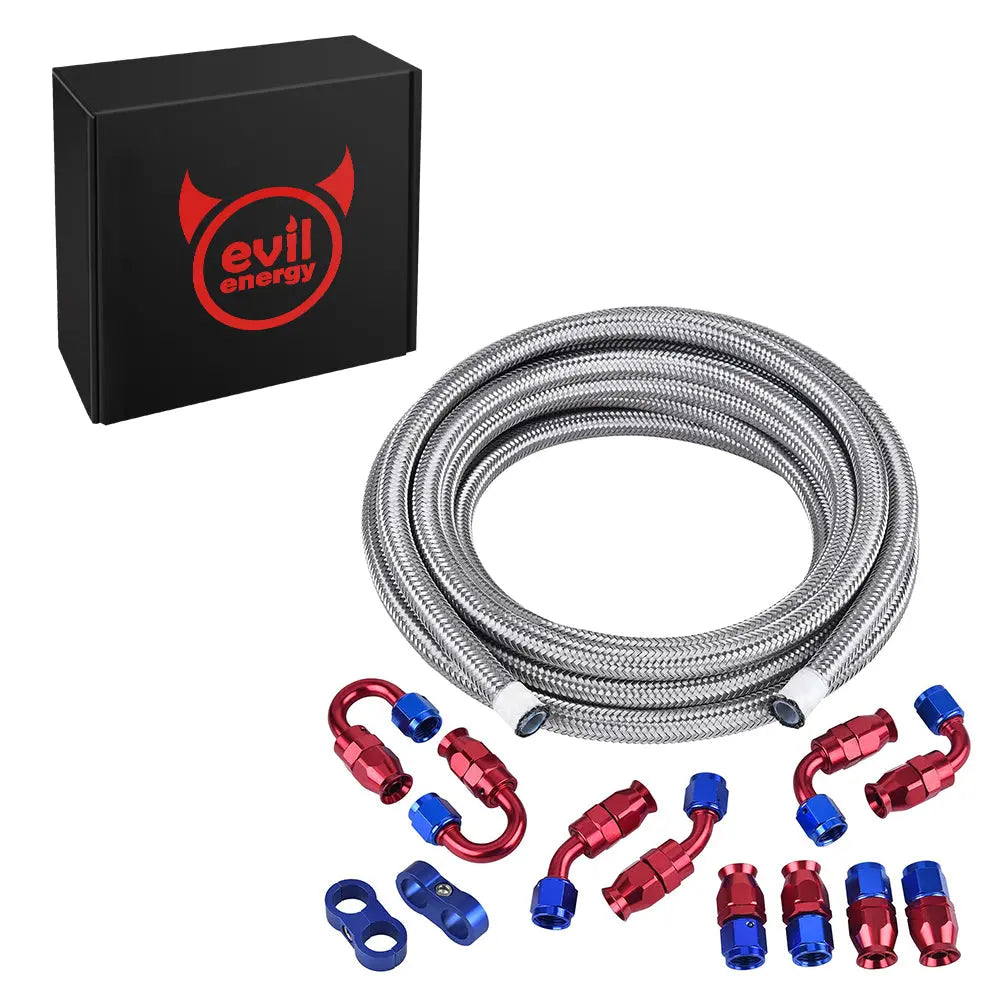 EVIL ENERGY 6/8/10AN PTFE Fuel Line Kit E85 Stainless Steel Braided Fuel  Hose 20FT