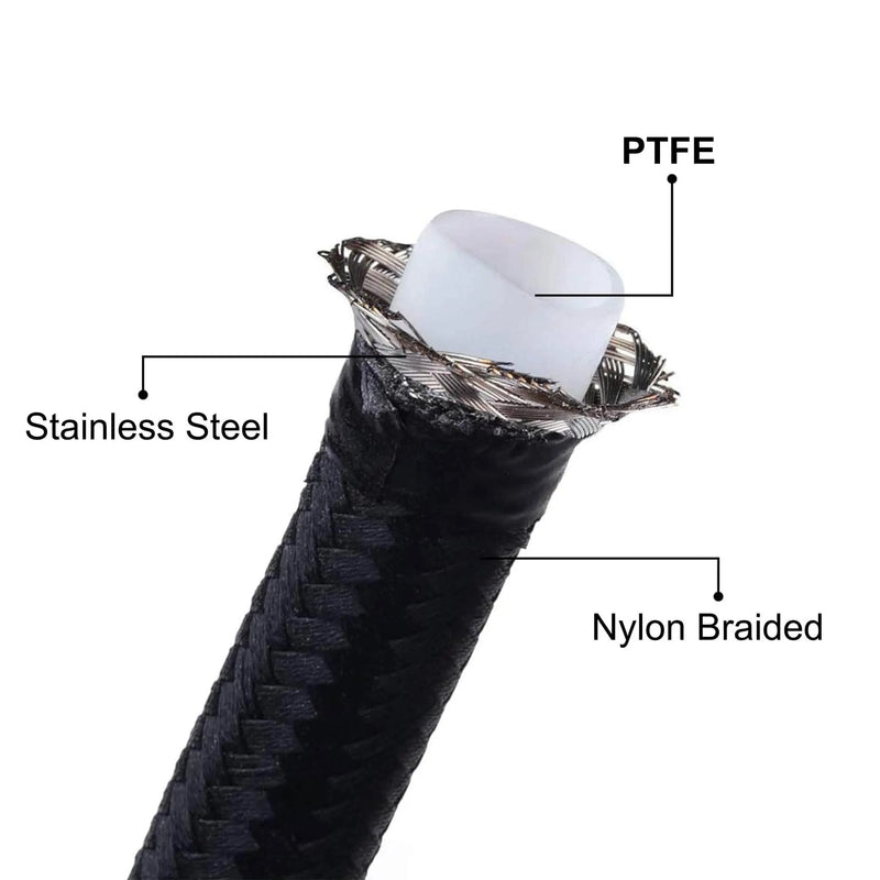 Evilenergy EVIL ENERGY 6/8/10AN PTFE Fuel Line Kit Black Nylon Braided Fuel Hose 16FT Black