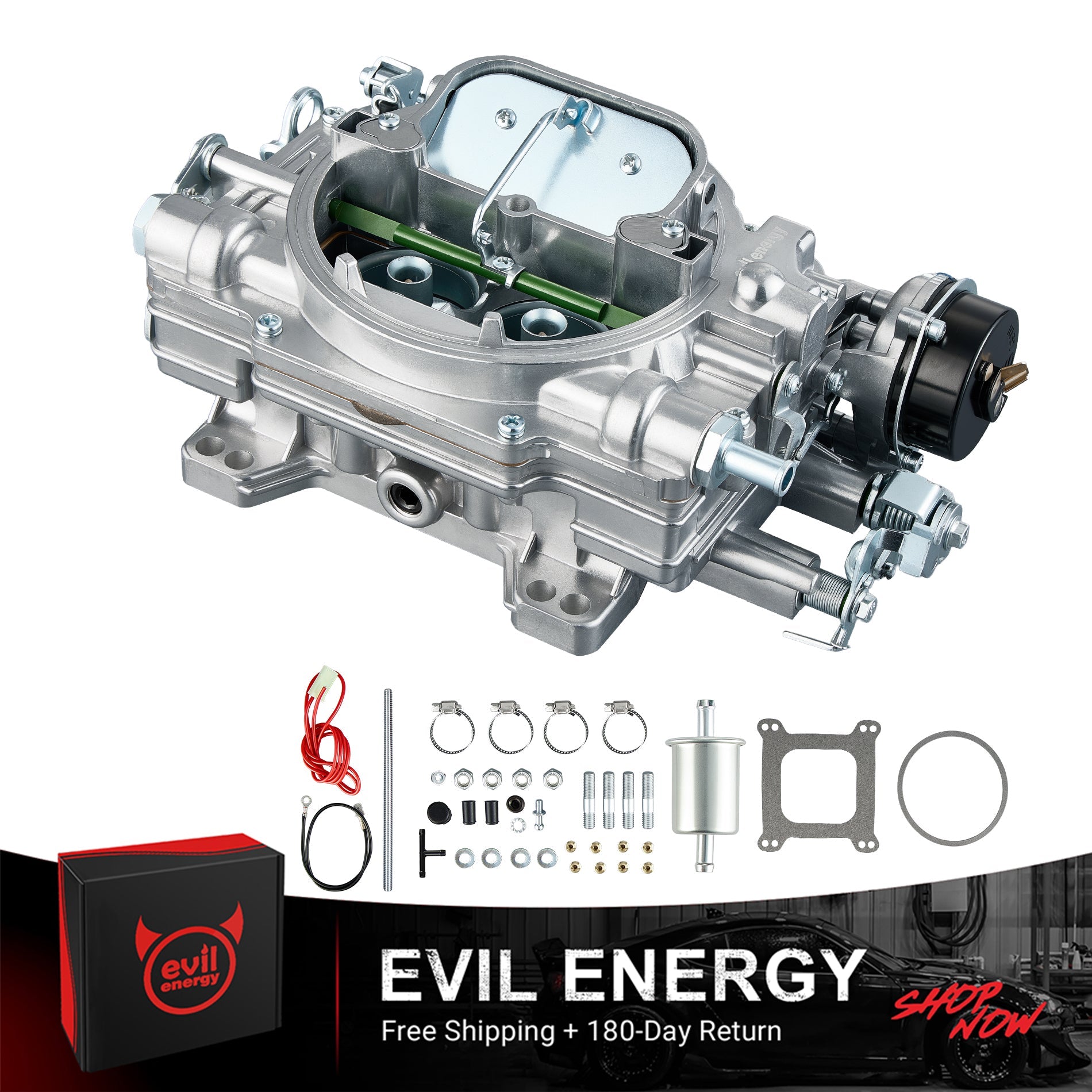 EVIL ENERGY 600 CFM 4-Barrel Carburetor with full accessories, free shipping, 180-day return