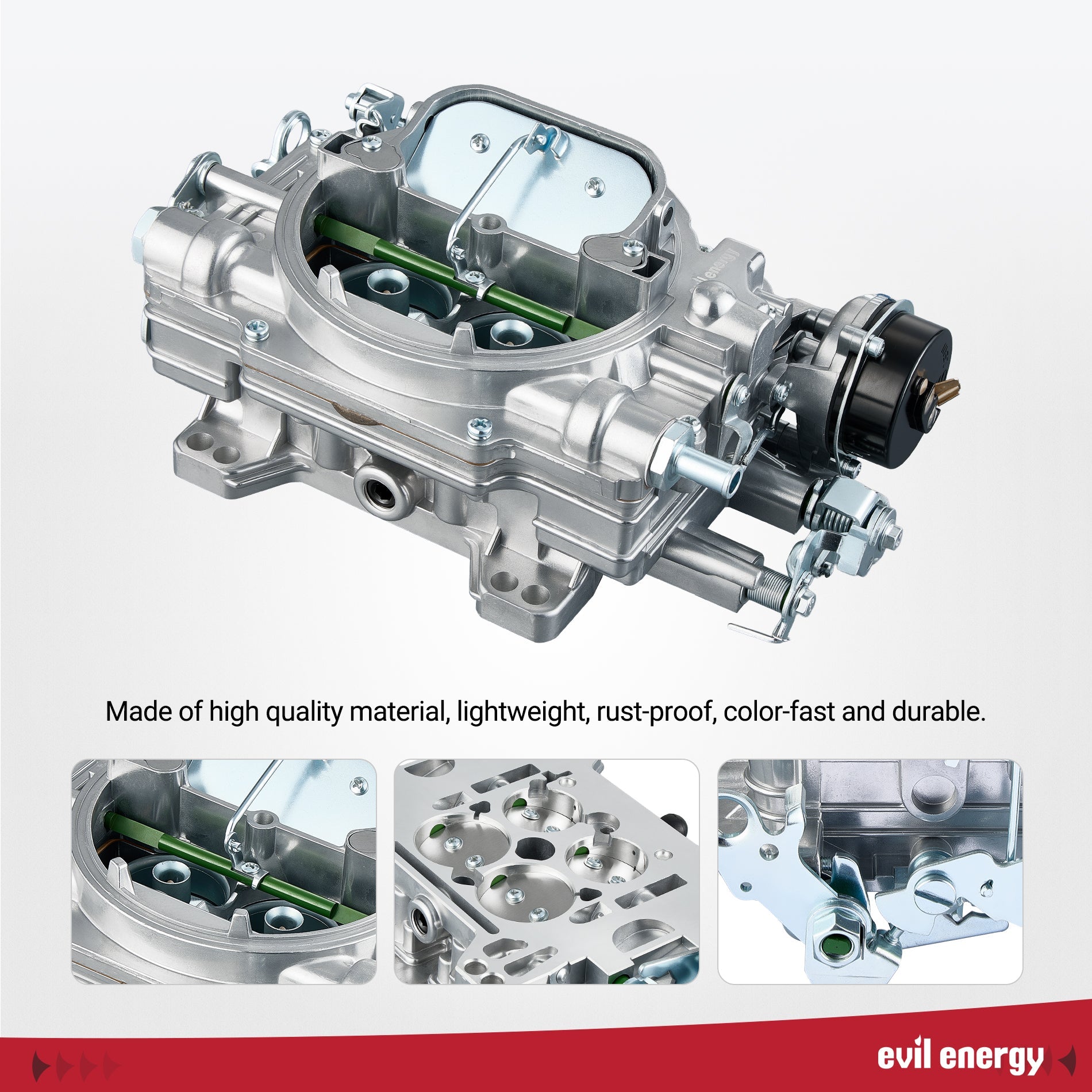 EVIL ENERGY 600 CFM 4-Barrel Carburetor quality build, lightweight, rust - proof for durability