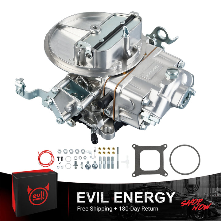 EVIL ENERGY 650 CFM 4 Barrel Carburetor with full installation kit, gasket, and mounting hardware