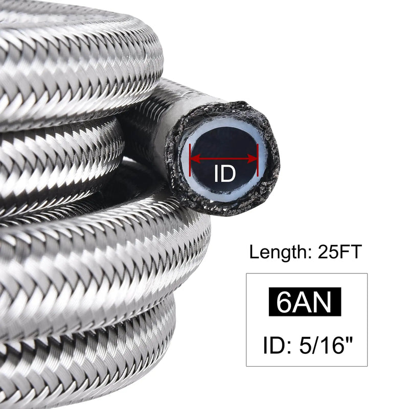 Evilenergy EVIL ENERGY 6AN 3/8" PTFE LS Swap EFI 25FT Fuel Line Fitting Kit
