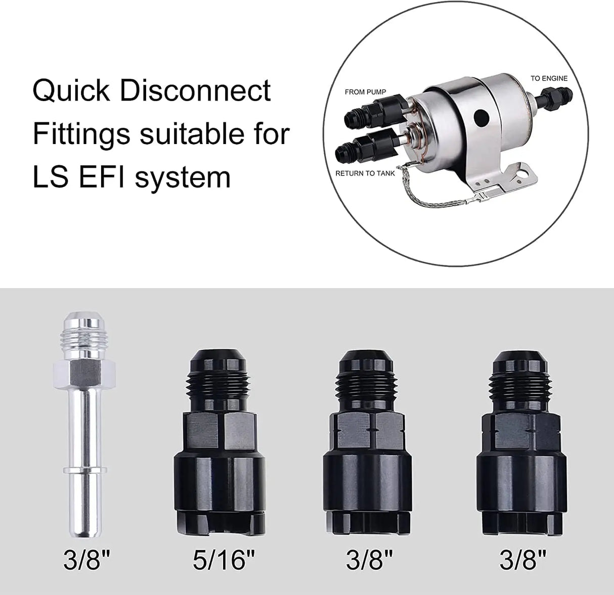 EVIL ENERGY 6AN 3/8 PTFE LS Swap EFI Fuel Line Fitting Kit E85 Nylon  Braided Fuel Hose 25FT