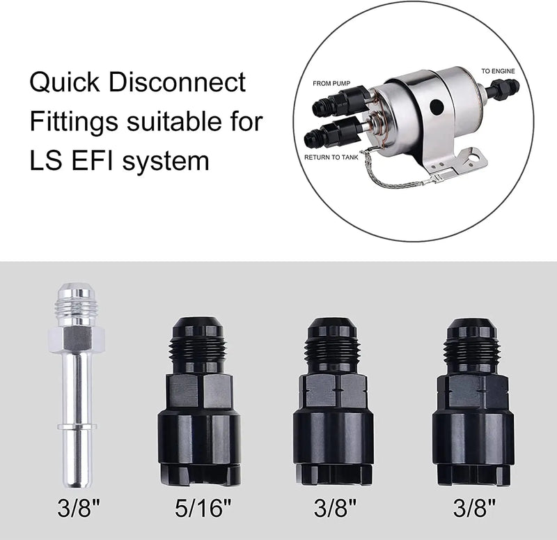 Evilenergy EVIL ENERGY 6AN 3/8" PTFE LS Swap EFI 25FT Fuel Line Fitting Kit