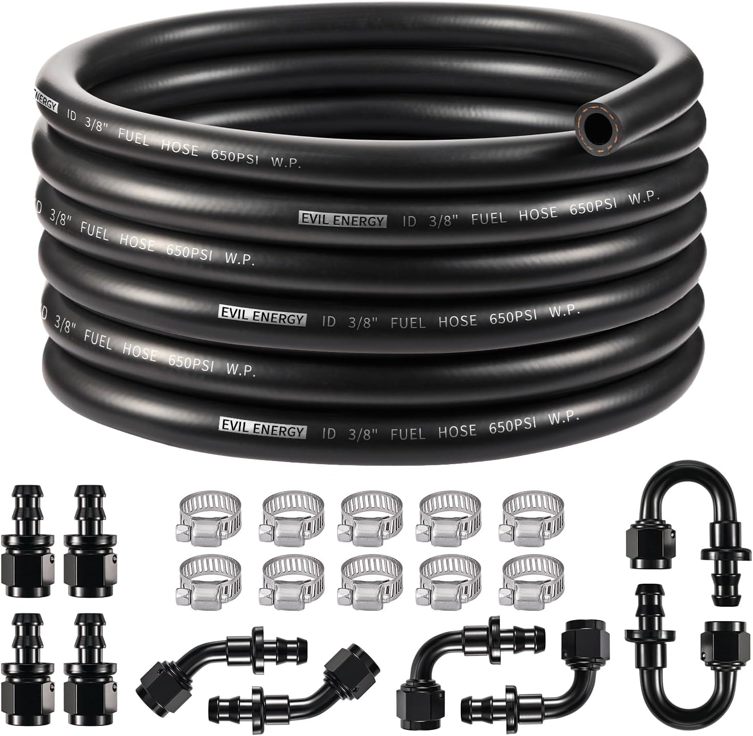 [6AN 3/8 inch,20FT,Black]