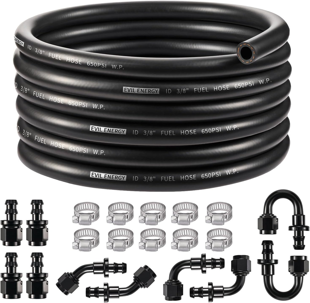 [6AN 3/8 inch,20FT,Black]