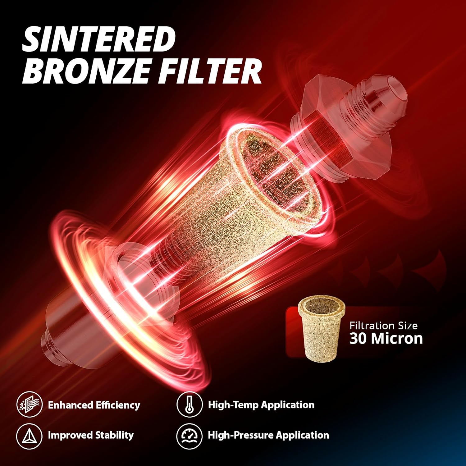 EVIL ENERGY 6/8/10AN Billet Inline Fuel Filter 30 Micron Aluminum Black for Car EFI & Carb Fuel Systems