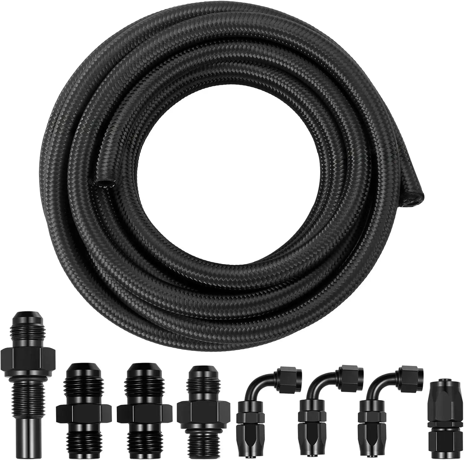 EVILENERGY EVIL ENERGY 6AN CPE Transmission Cooler Line Kit 15FT for 4L80E Fuel Line | CPE Inner Tube with 304 Stainless Steel Braid and Nylon Cover, Design for High Pressure, Heat Resistance & Durability